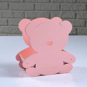 Кашпо деревянное "Мишка Плюшевый", розовый, 20?10?20 см