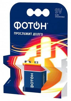 Батарейка ФОТОН 9V 6LR61 KP1 упаковка 1шт КРОНА