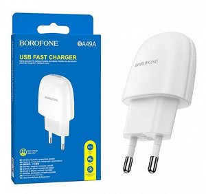 Сетевой адаптер питания BOROFONE BA49A 1USB 2.1A (белый)