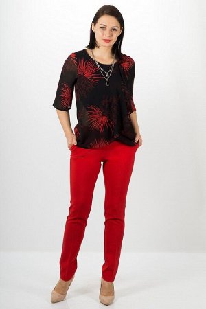 Блузка чёрный красный с рисунком