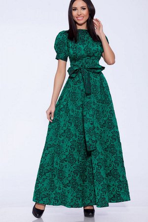 Платье Зеленый/розы