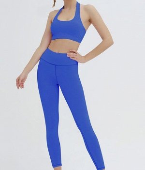 Женский спортивный костюм (топ и леггинсы), цвет синий