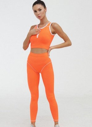 Женский спортивный костюм (Топ на молнии и леггинсы), цвет оранжевый