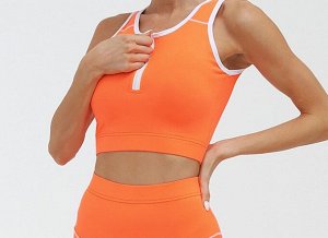 Женский спортивный костюм (Топ на молнии и леггинсы), цвет оранжевый