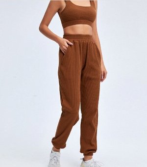 Женский спортивный костюм (Топ и брюки), цвет коричневый