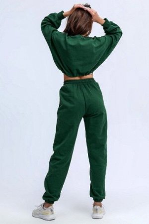 Женский спортивный костюм (Кофта с утяжкой и брюки), цвет зеленый