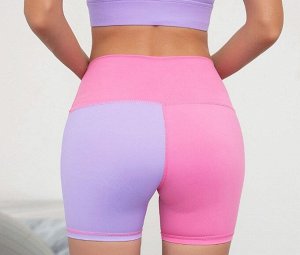 Женский спортивный костюм (Топ на тонких лямках и шорты), цвет сиреневый/розовый