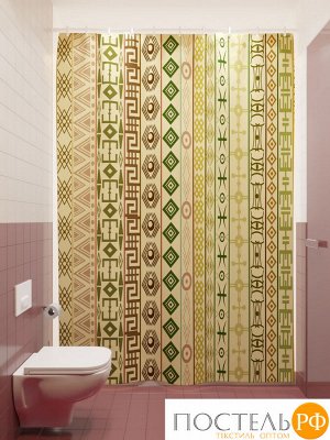 Фотоштора для ванной (джордан 180х200 см - 1 шт) Африканский орнамент 3