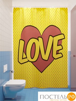 Фотоштора для ванной (джордан 180х200 см - 1 шт) Любовь