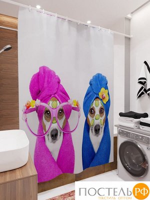 Фотоштора для ванной (джордан 180х200 см - 1 шт) Спа собачки
