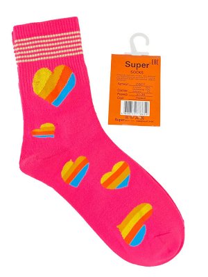 Люминесцентные подростковые носки с принтом, цвет ярко-розовый