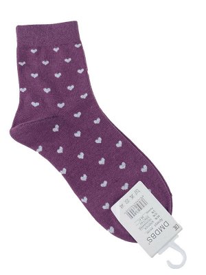 Женские носки с принтом "Сердечки", цвет баклажан