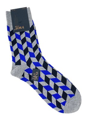 Антибактериальные мужские носки с орнаментом, цвет серый с синим и чёрным