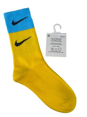 Высокие спортивные носки для женщин, цвет жёлтый с голубым