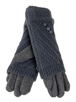 Митенки шерстяные с текстильными перчатками, цвет серый