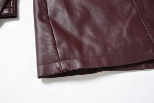 Женская удлиненная куртка из эко-кожи, утепленная, на пуговицах, цвет темно-коричневый