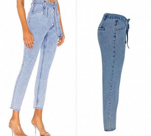 Женские джинсы слим, с завышенной талией, ремень, цвет голубой
