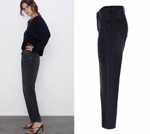 Женские джинсы мом, со стрелками, цвет черный