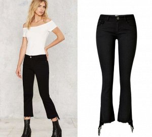 Женские джинсы слим, укороченные, цвет черный
