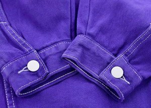 Женская джинсовая куртка, на пуговицах, цвет фиолетовый