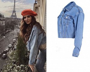 Женская джинсовая куртка, на пуговицах, цвет голубой