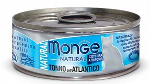 Monge Cat Natural Tonno Atlantico влажный корм для кошек Атлантический тунец 80гр консервы