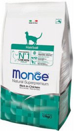 Monge Hairball сухой корм для кошек профилактика комочков шерсти 1,5кг