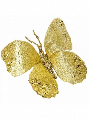 Бабочка на прищепке 18 см набор цвет золото 19473