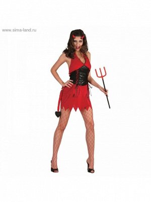 Костюм Дьяволица карнавальный размер M-L 3 предмета: платье-фартук-рога