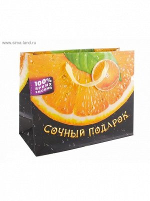 Пакет ламинат MS горизонтальный "Сочный подарокм апельсин" ламинация