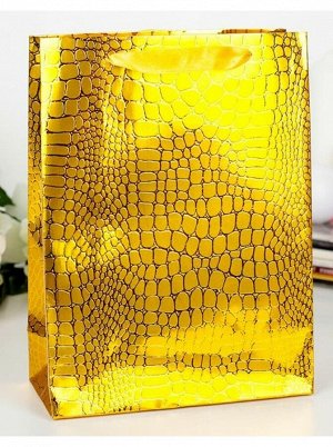 Пакет подарочный Питон золотой люкс 18 х 8 х 24 см