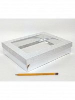 Коробка складная с окном 29,5 х 22 х 6 см цвет серебро 2 части