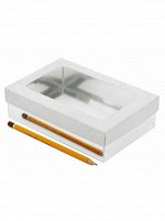 Коробка складная с окном 19,5 х 13 х 5 см цвет серебро 2 части HS-19-24