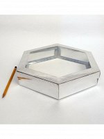 Коробка складная шестиугольная 28,5 х 5,5 см цвет серебро 2 части