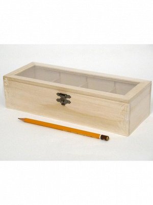 Коробка деревянная органайзер с окошком 25 х 9,5 х 6,5 см HS-7-14