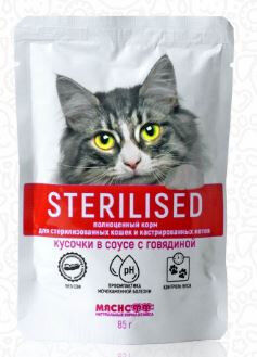Мяснофф Sterilised влажный корм для стерилизованных кошек Аппетитные кусочки с Говядиной в соусе 85гр пауч