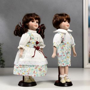 Кукла коллекционная парочка набор 2 шт "Стася и Егор в нарядах в цветочек" 30 см