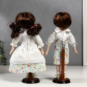 Кукла коллекционная парочка набор 2 шт "Стася и Егор в нарядах в цветочек" 30 см