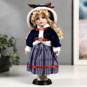 Кукла коллекционная керамика "Снежа в синем наряде" 30 см