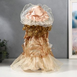 Кукла коллекционная керамика "Клариса в карамельном платье с рюшами" 40 см