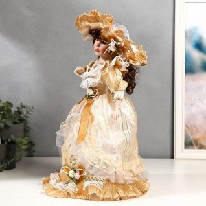 Кукла коллекционная керамика "Мэри в жёлто-кофейном платье" 40 см
