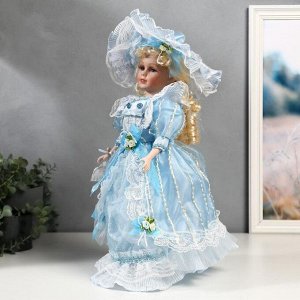 Кукла коллекционная керамика "Элис в нежно-голубом платье" 40 см
