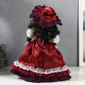 Кукла коллекционная керамика "Клара в вишневом платье" 40 см