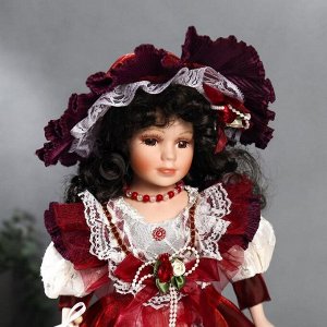 Кукла коллекционная керамика "Клара в вишневом платье" 40 см