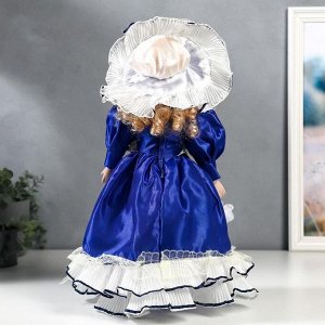 Кукла коллекционная керамика "Полина в синем платье" 40 см