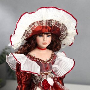 Кукла коллекционная керамика "Алёна в платье бордо" 40 см