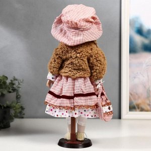 Кукла коллекционная керамика "Лизонька в платье в клеточку" 40 см