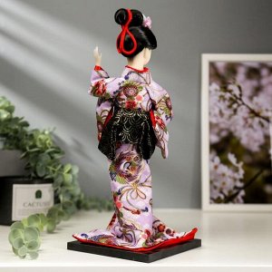 Кукла коллекционная "Японка в цветочном кимоно с бабочкой на руке" 30х12,5х12,5 см