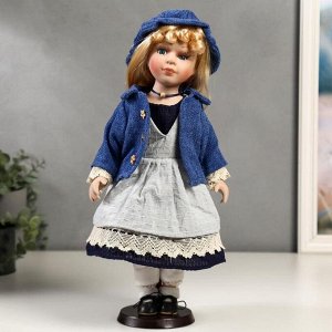 Кукла коллекционная керамика "Мариша в сарафане и синей кофточке" 40 см