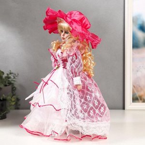 Кукла коллекционная керамика "Леди Виктория в розовом платье" 40 см